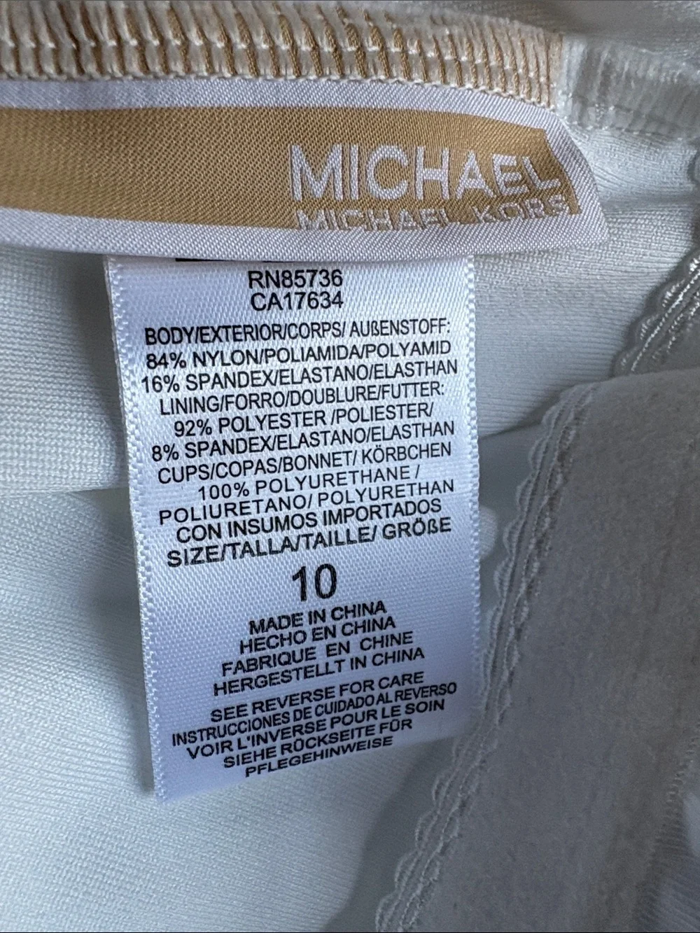 michael michael kors white one shoulder one piece swimsuit size 10 nwt